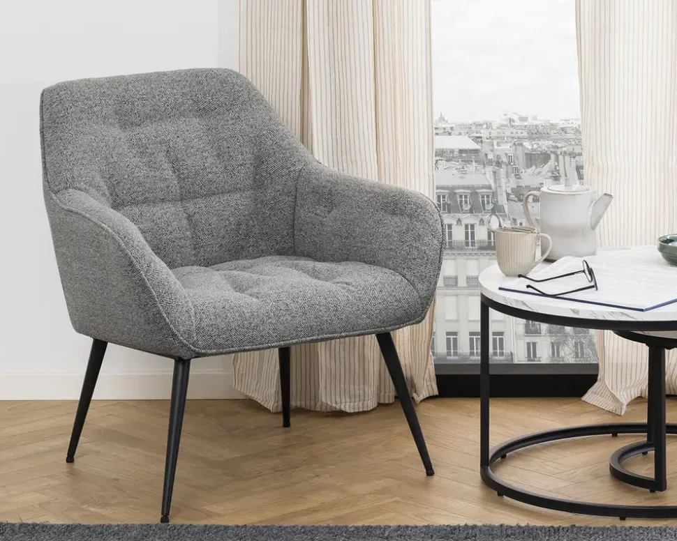 Loungestol grå møbelstof