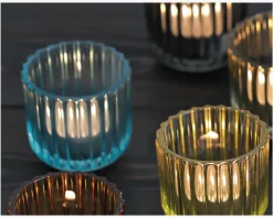 Lyngby fyrfadsstage glas lyseblå H.6,5 cm