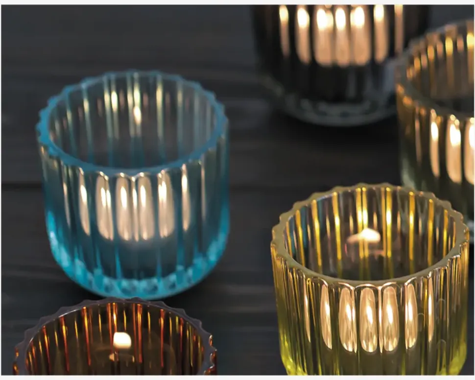 Lyngby fyrfadsstage glas lyseblå H.6,5 cm