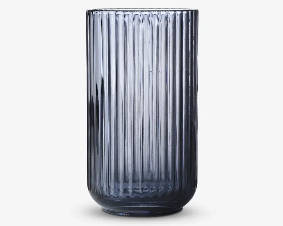 Lyngby vase glas blå H.20 cm