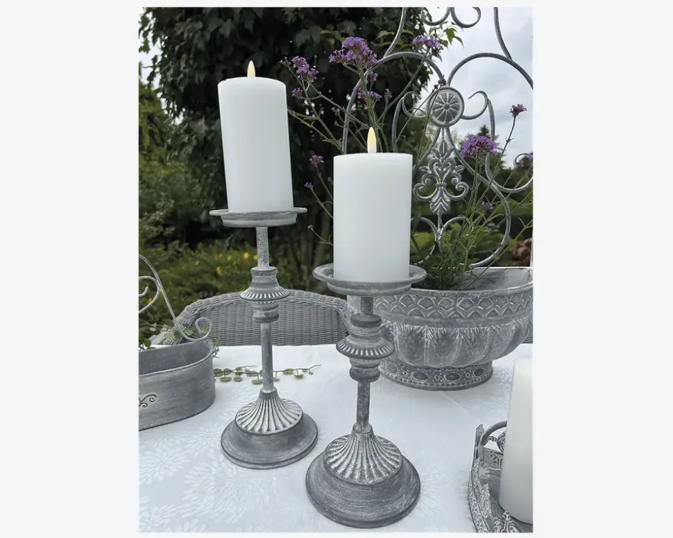 Lysestage Bloklys Grå H.24