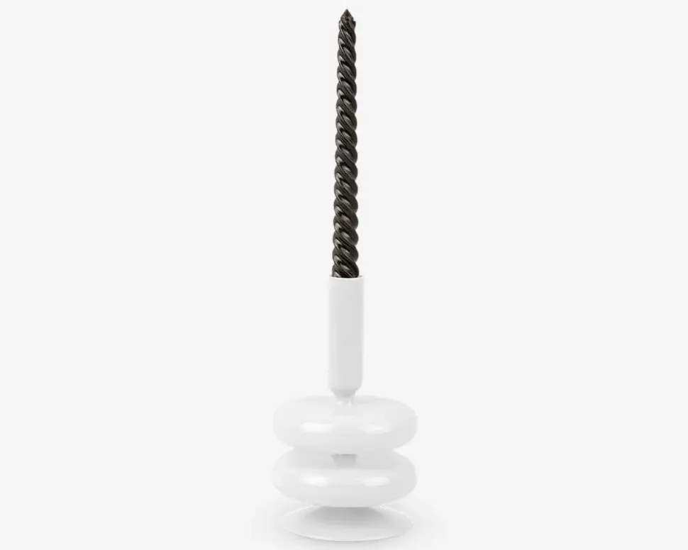 Lysestage double bubble hvid H.17 cm