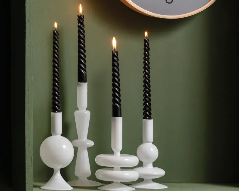 Lysestage double bubble hvid H.17 cm