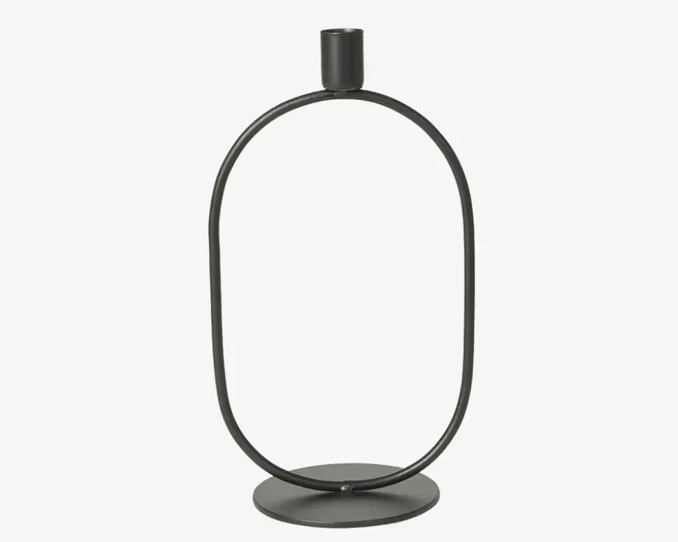 Lysestage Oval sort H.25 cm