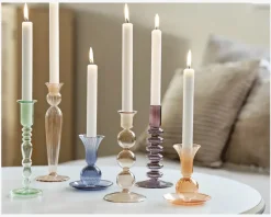 Lysestage Tulip Blå H.11,5 cm