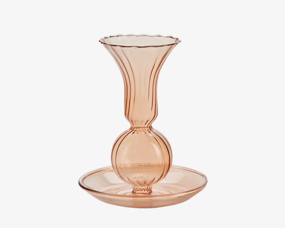 Lysestage Tulip Røgfarvet H.11,5 cm