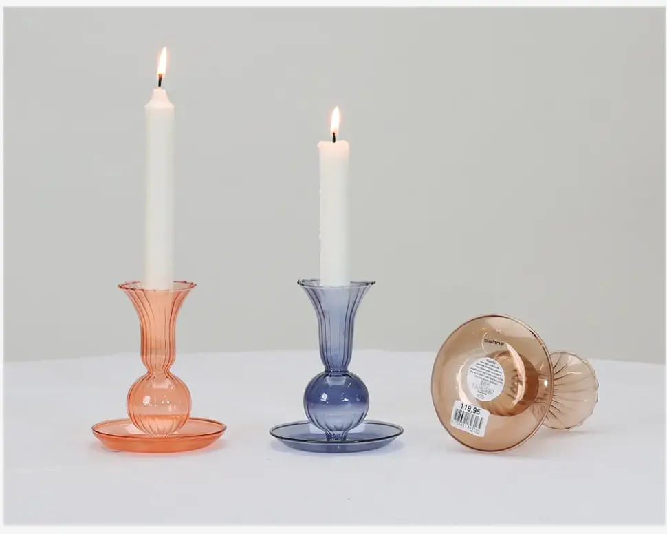 Lysestage Tulip Røgfarvet H.11,5 cm