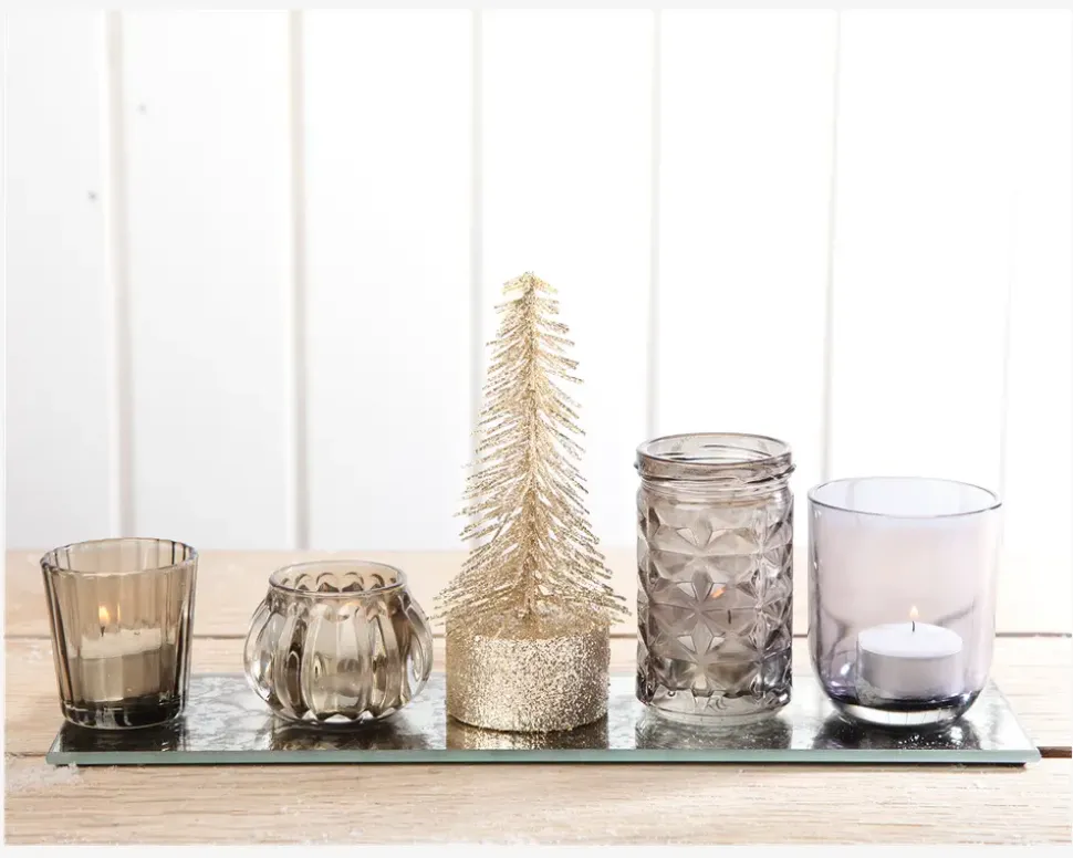 Lysestager på Spejl Champagne