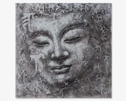 Maleri buddha grå 80x80 cm