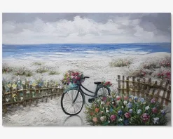 Maleri hav/cykel 80x120 cm