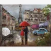 Maleri Paris/regn/bil 80x120 cm