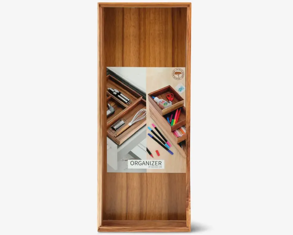 Organiserings bakke akacietræ 37x15 cm