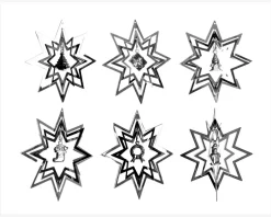 Ornament 3D Stjerne Sølv Ass.