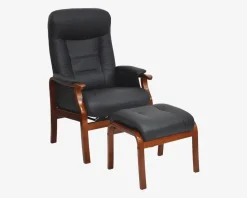 Otium Stol Sort Læder/Mahogni