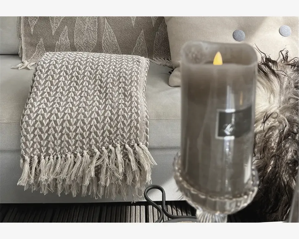 Plaid Med Mønster Sand 160x125