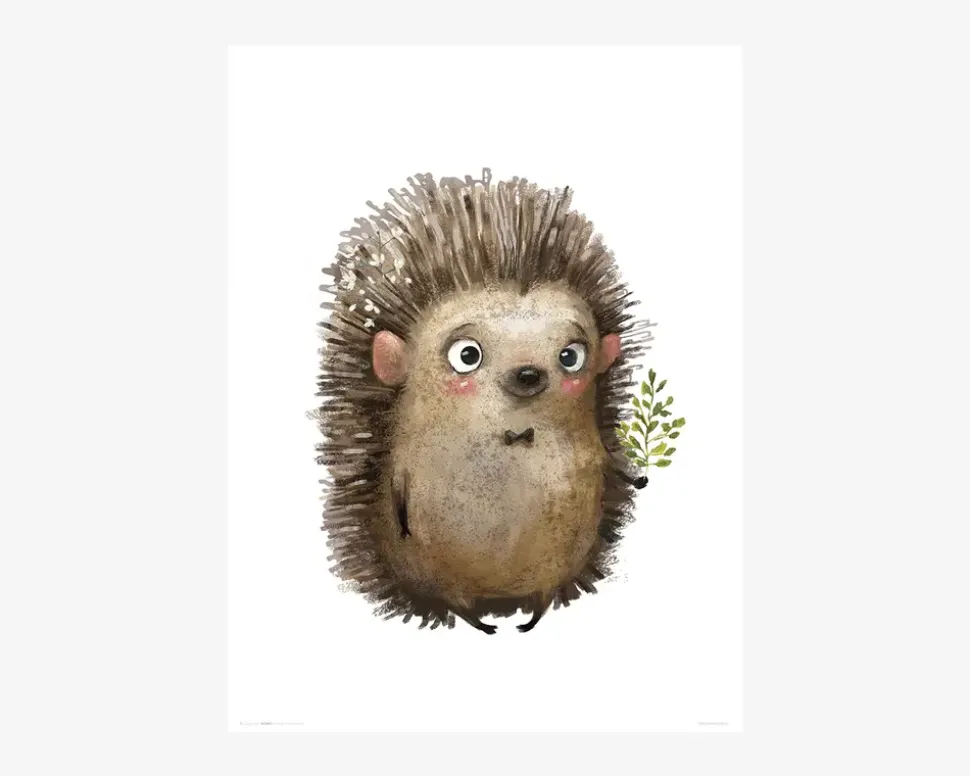 Plakat Pindsvin m. Blomst