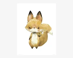 Plakat Ræv m. Blomst