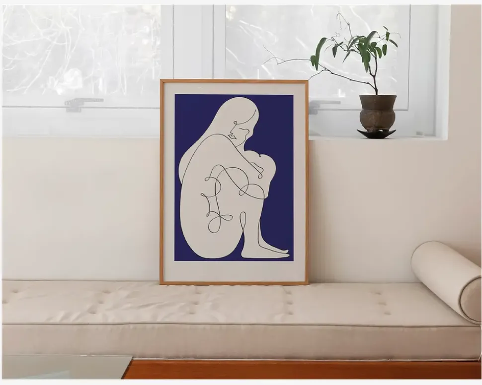 Plakat Sitting Woman Blue