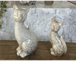 Porcelæn kat sand H.12,5 cm