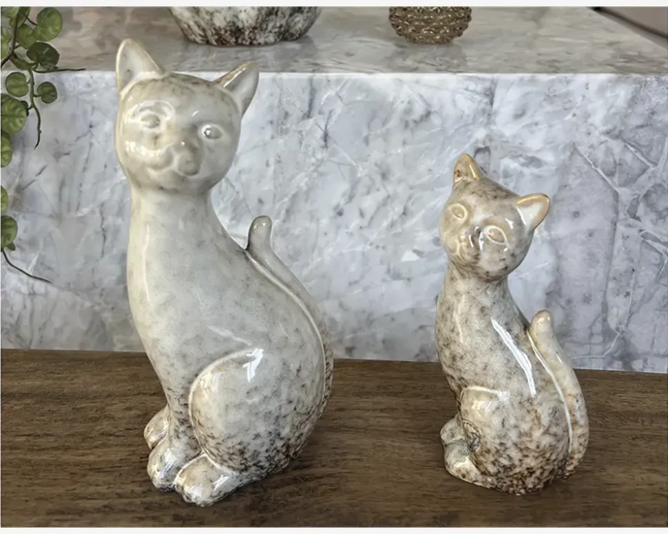 Porcelæn kat sand H.17,5 cm