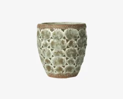 Potte Med Mønster Grøn H.15 cm