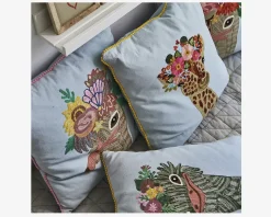 Pude broderi bomuld struds pink 45x45 cm