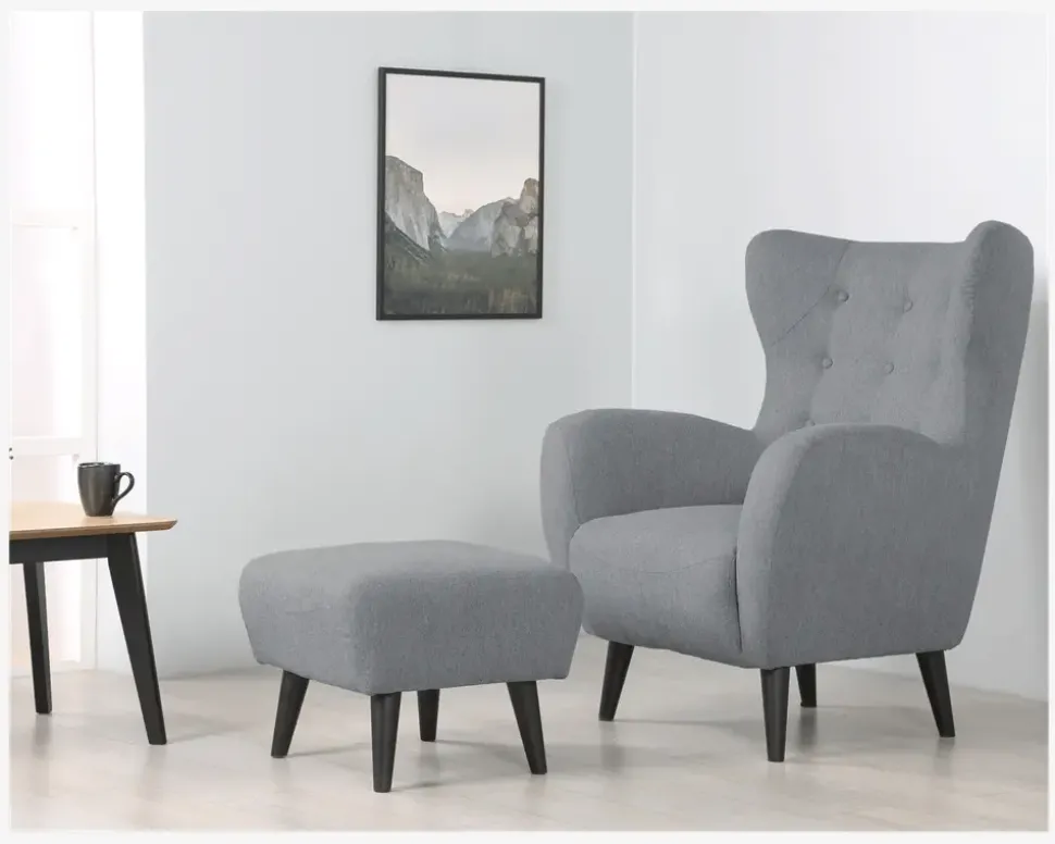 Øreklapstol Inkl. Fodskammel