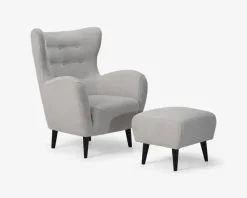 Øreklapstol Inkl. Fodskammel beige