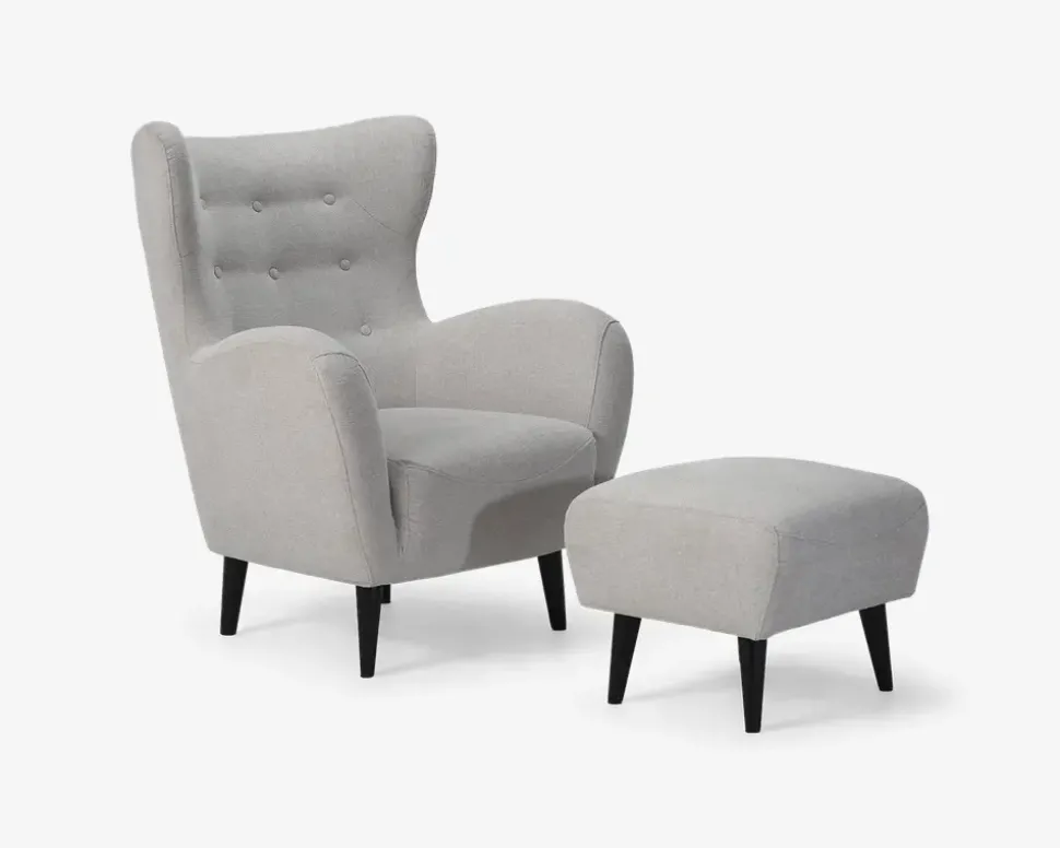 Øreklapstol Inkl. Fodskammel beige