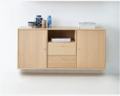 Reol Mistral 3 sekt. m/2 døre og 2 Skuffer Eg