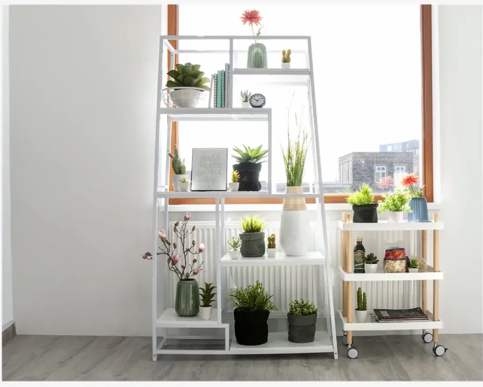 Reol skrå hvid/hvid 102x178 cm