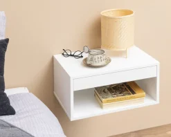 Sengebord Cholet med 1 skuffe hvid