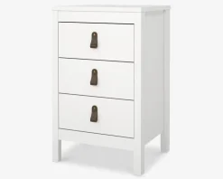 Sengebord Madrid hvid med 3 skuffer