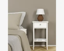 Sengebord Madrid hvid med 1 skuffe