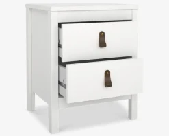 Sengebord Madrid hvid med 2 skuffer