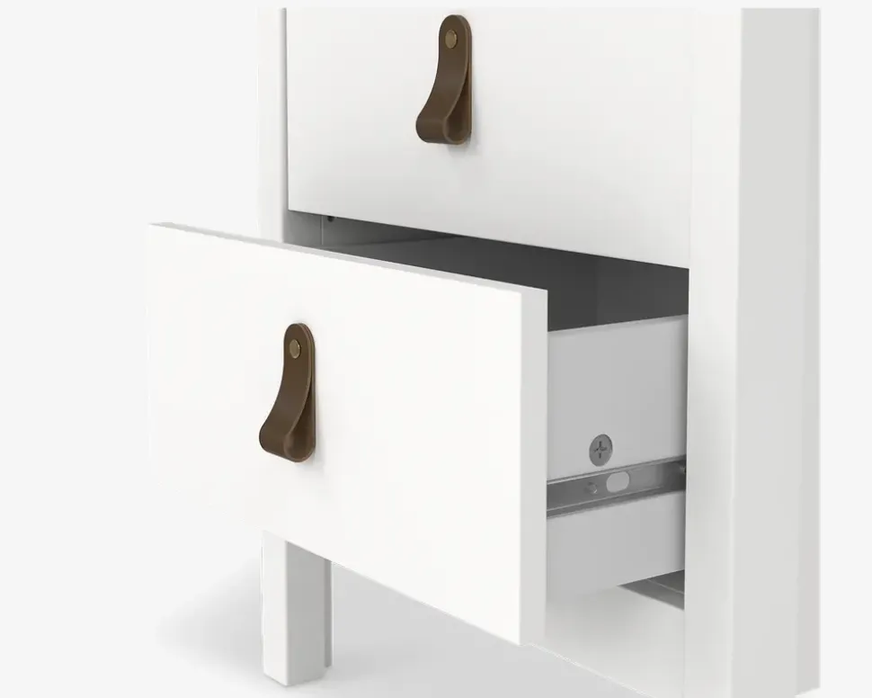 Sengebord Madrid hvid med 2 skuffer