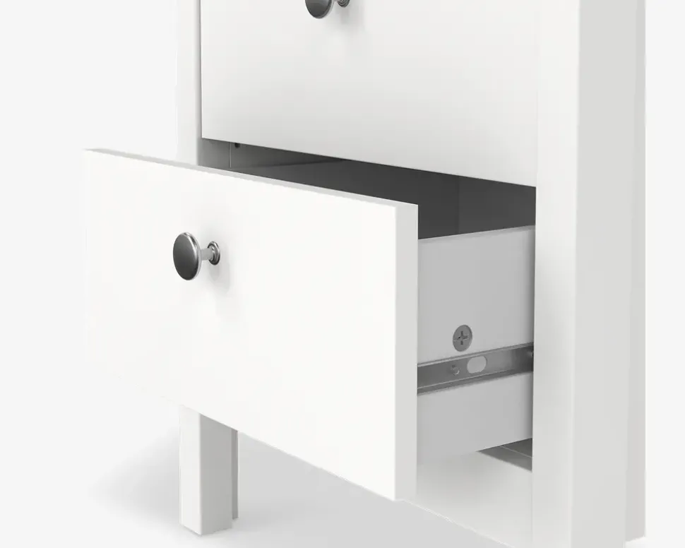 Sengebord Madrid hvid med 2 skuffer