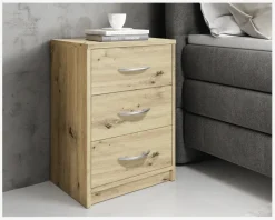 Sengebord Pepe 3 skuffer i eg