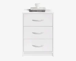 Sengebord Pepe med 3 skuffer hvid