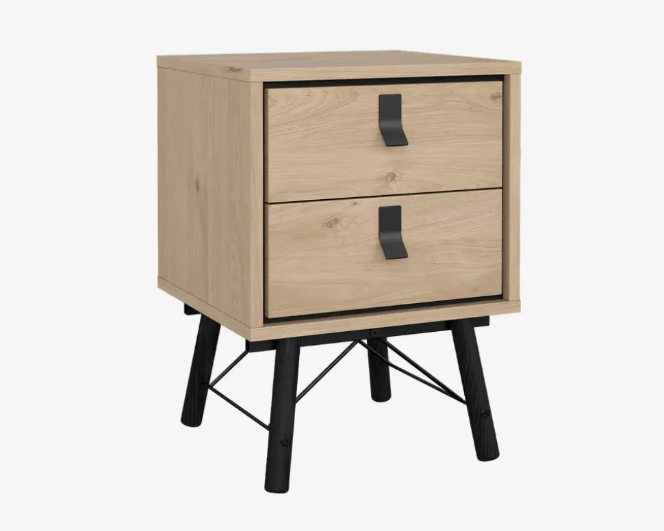 Sengebord Ry m. 2 skuffer eg