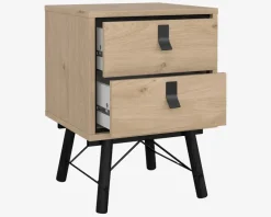 Sengebord Ry m. 2 skuffer eg