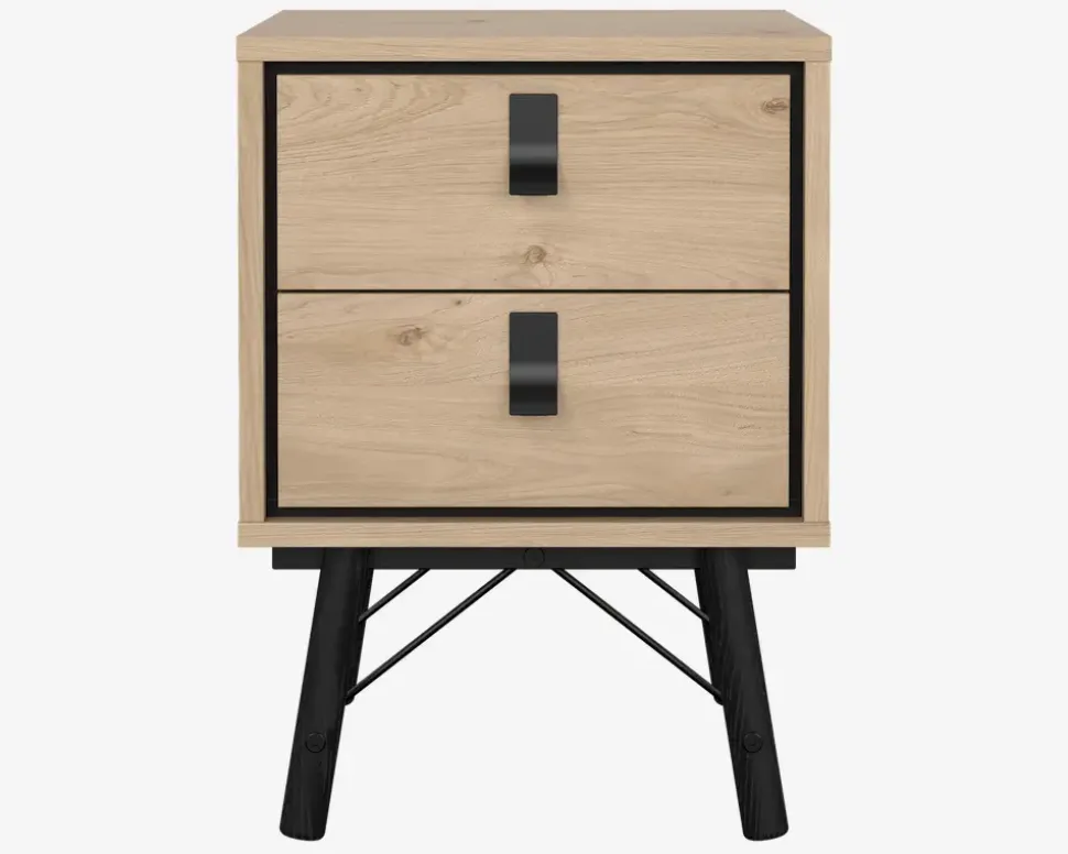 Sengebord Ry m. 2 skuffer eg