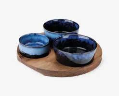 Serveringsæt bakke + 3 skåle