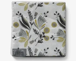 Servietter brun blomster 33x33 cm