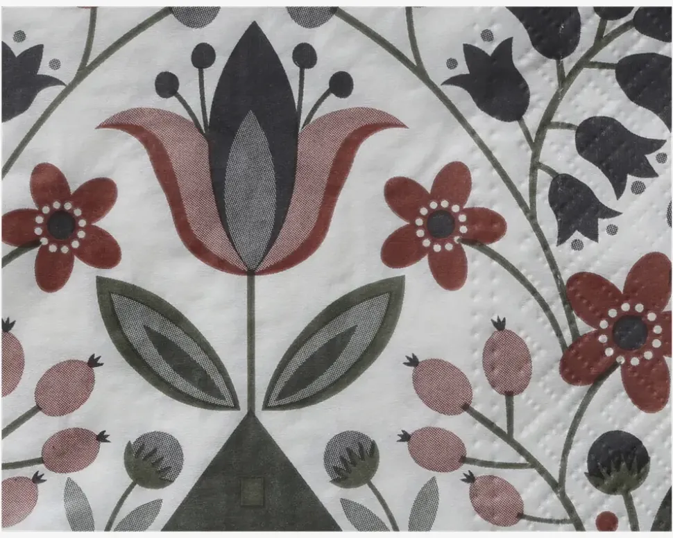 Servietter rosa blomster 33x33 cm