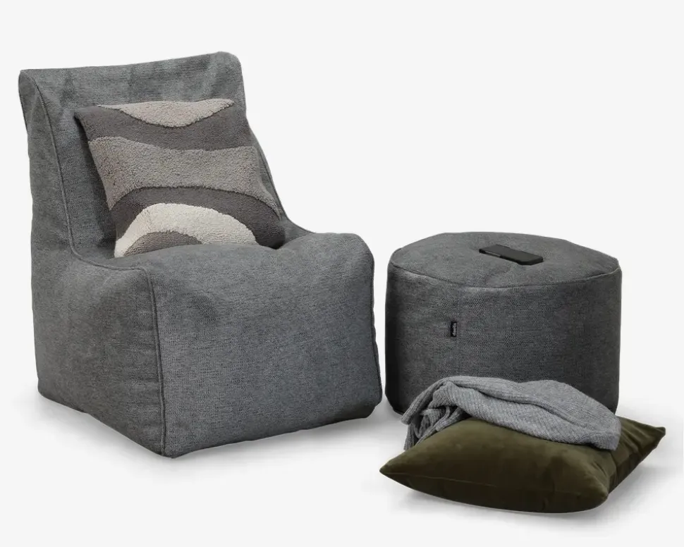 Sækkestol Pazzel grå møbelstof