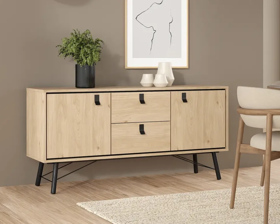 Skænk Ry B. 150 cm sort/eg