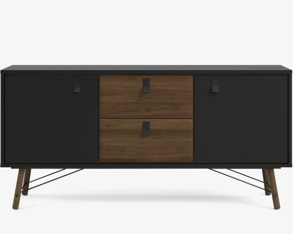 Skænk Ry B. 150 cm sort/valnød