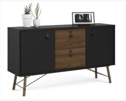 Skænk Ry B. 150 cm sort/valnød