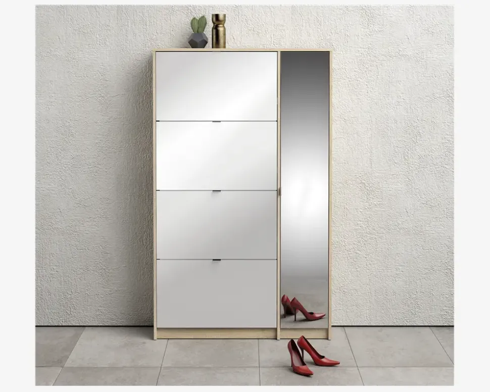 Skoskab Shoes m. 4 låger og spejldør